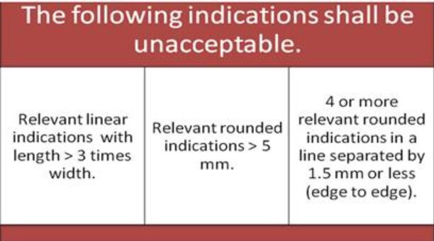Acceptance Criteria Penetrant Testing